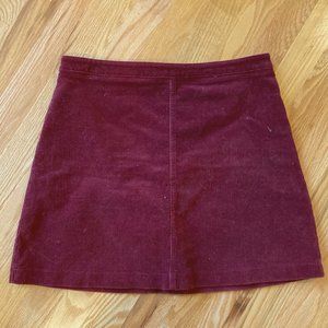 Forever 21 Burgundy Corduroy-Textured Mini Skirt (Large)